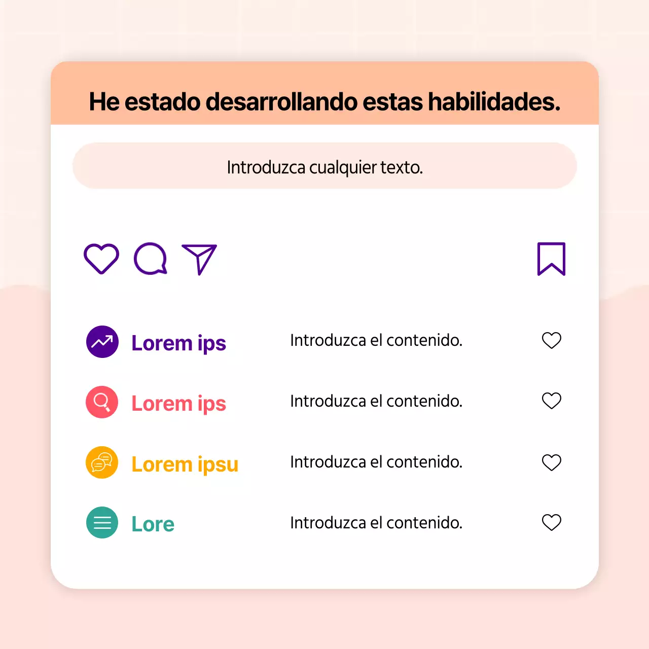 Biografía de perfil en redes sociales de estilo kitsch en naranja y rosa