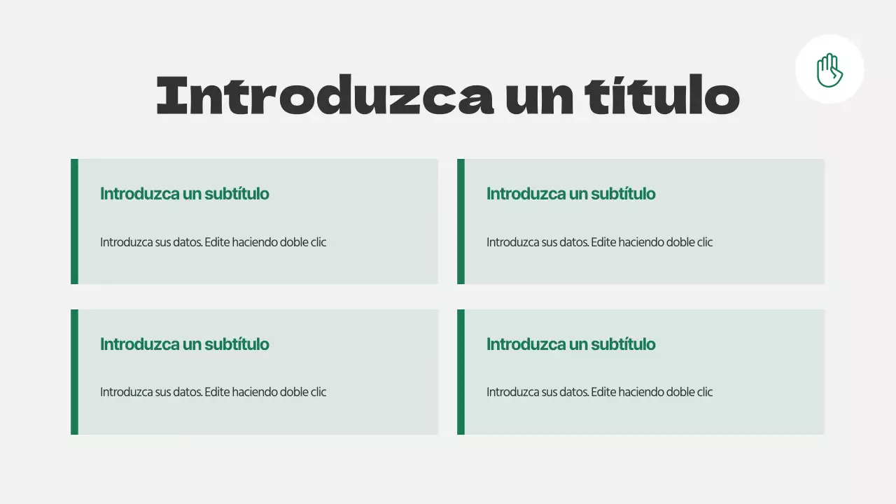 Diseño limpio y conceptual del diagrama DAFO en gris claro y verde
