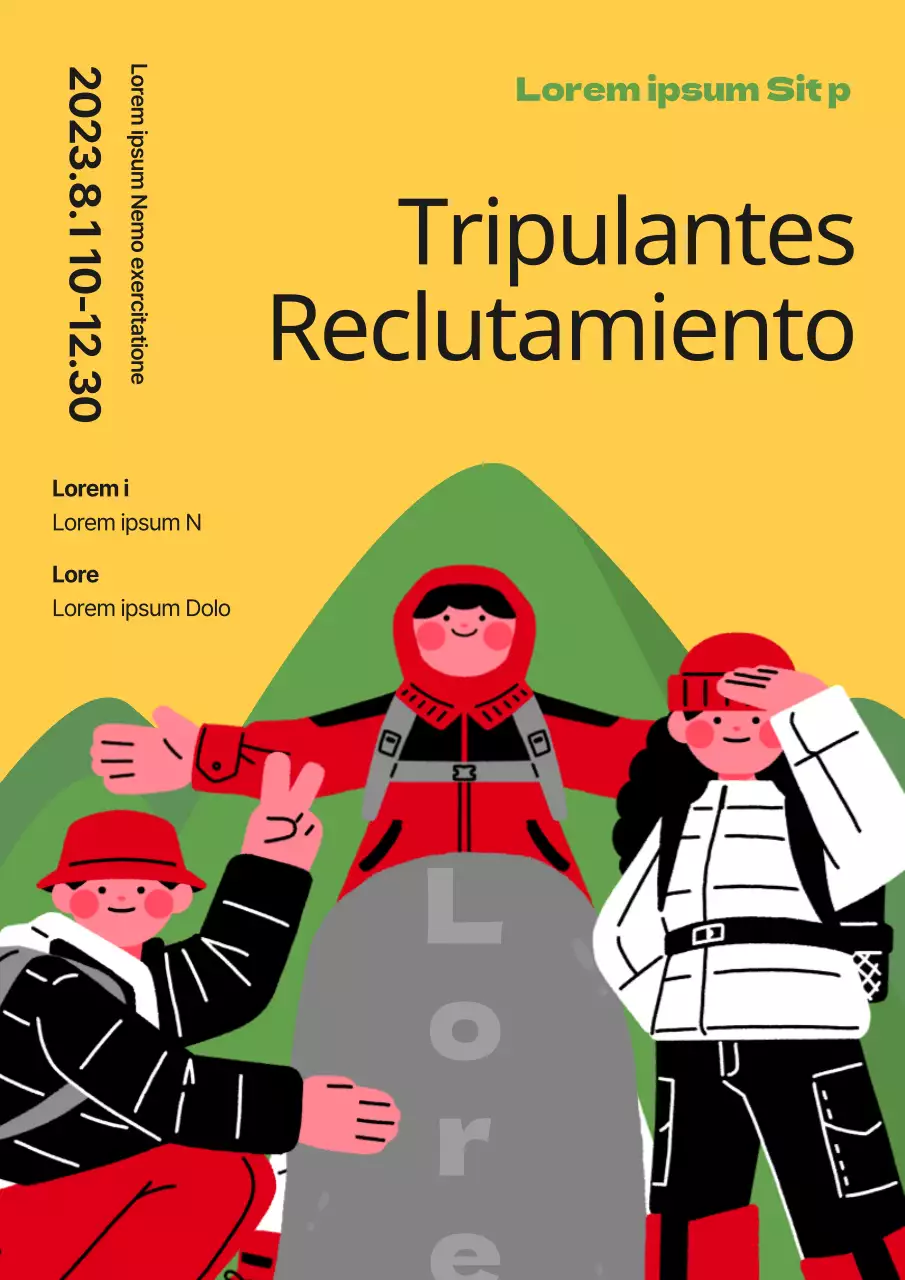 Únete al equipo de senderismo amarillo y rojo