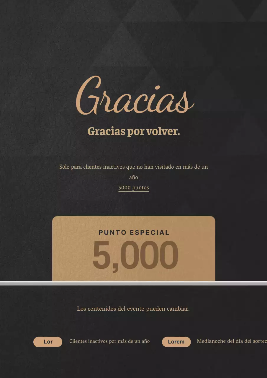 Promocione un evento para clientes humanos con una ilustración de cupón en negro y dorado