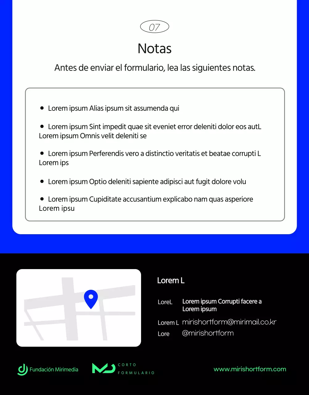 Kitschy breve formulario de solicitud de concurso con fondo azul