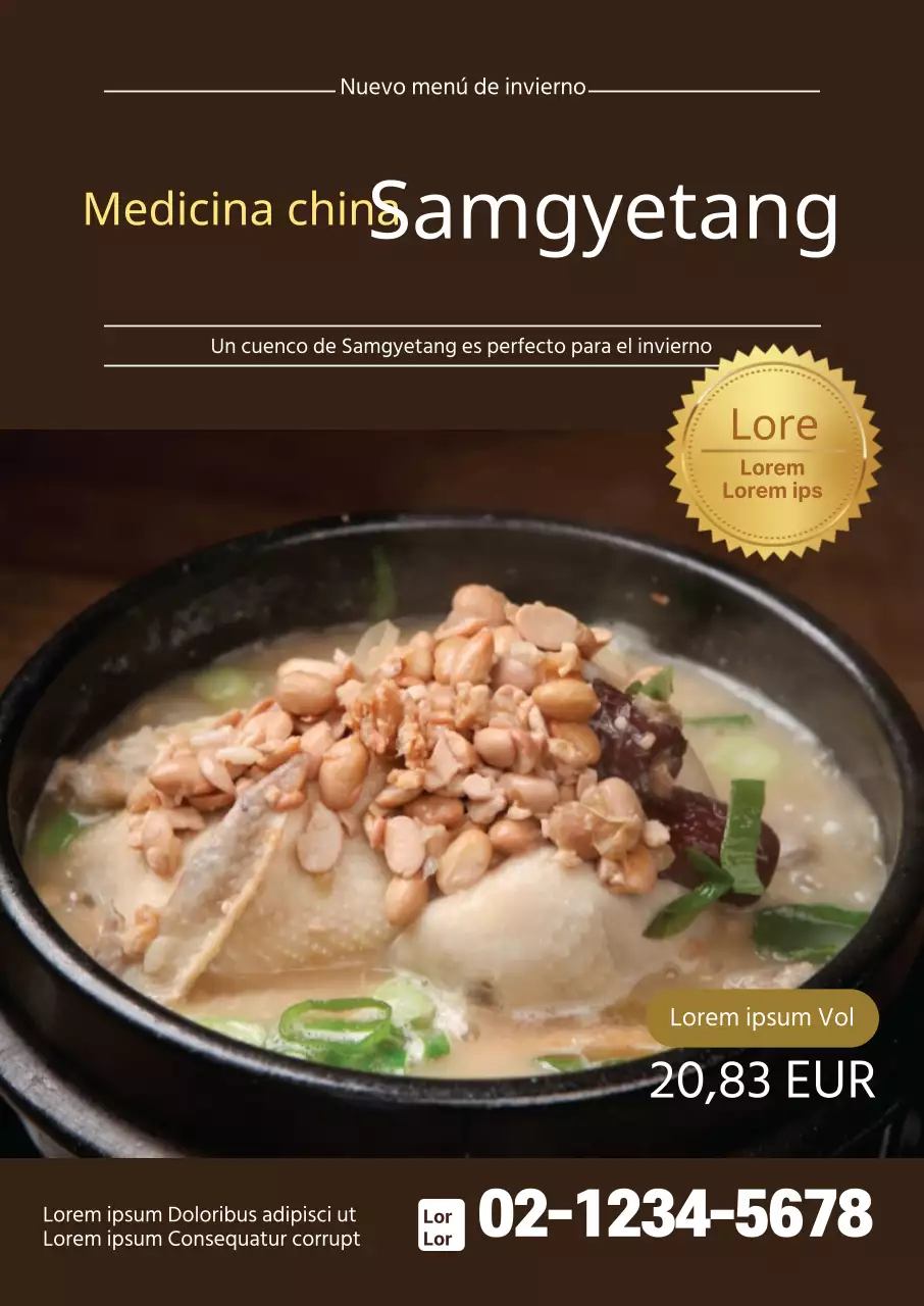 Promover el samgyetang marrón de hierbas