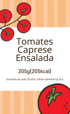 Etiqueta ilustrada rojo-naranja para ensaladas