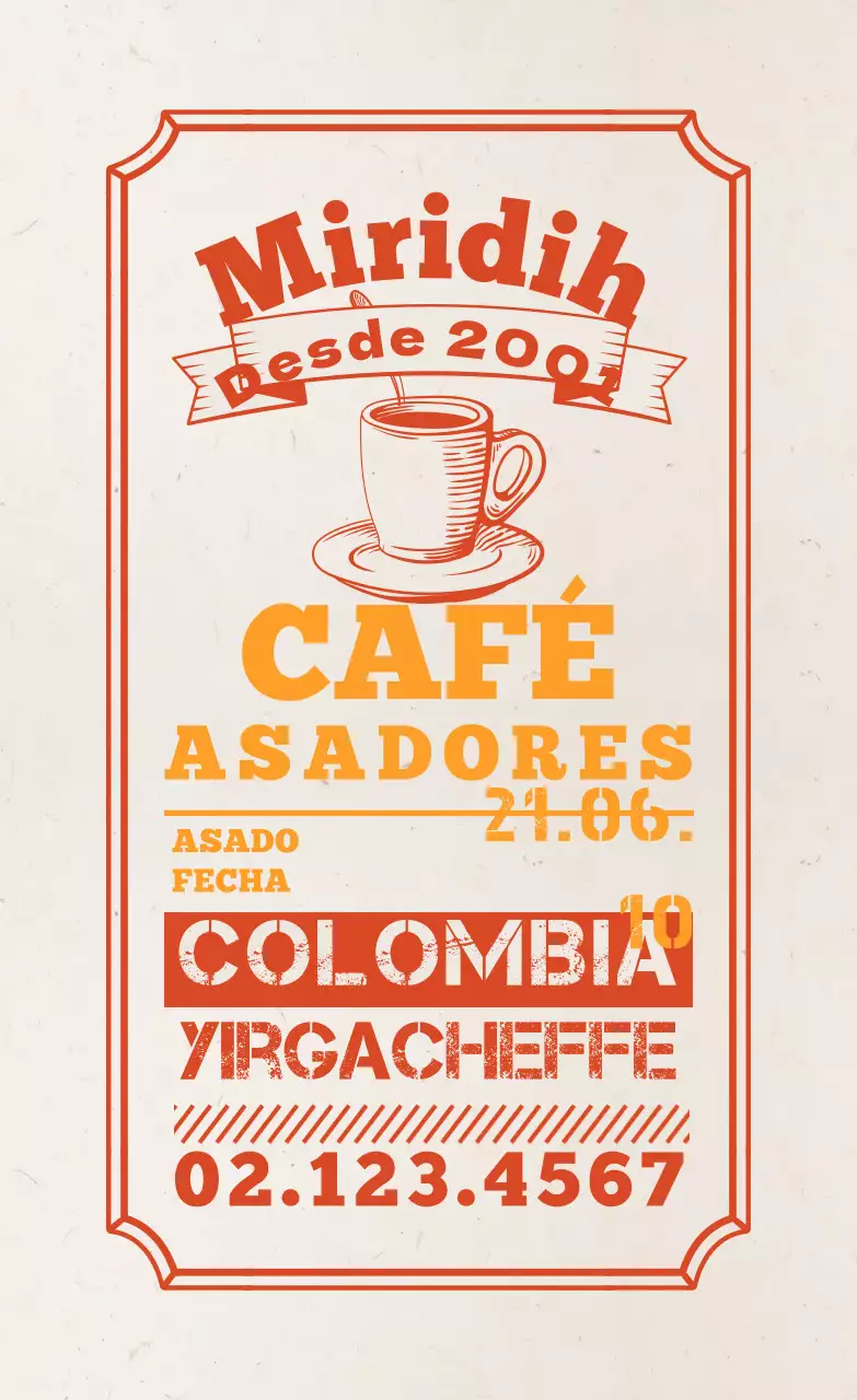 Etiquetas de granos de café con un diseño tipográfico rojizo