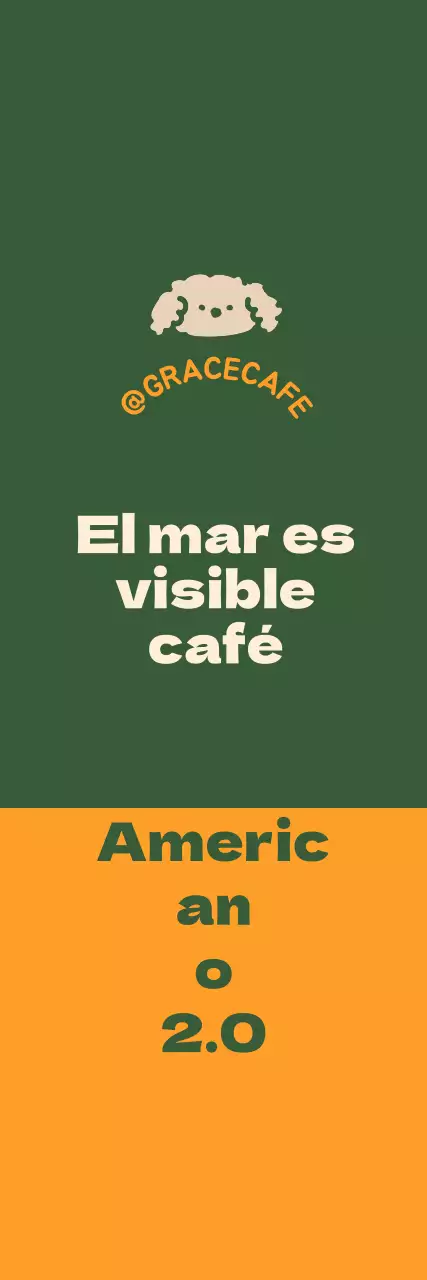 Una bonita guía de menús y promoción con el logotipo de una cafetería en verde y naranja.