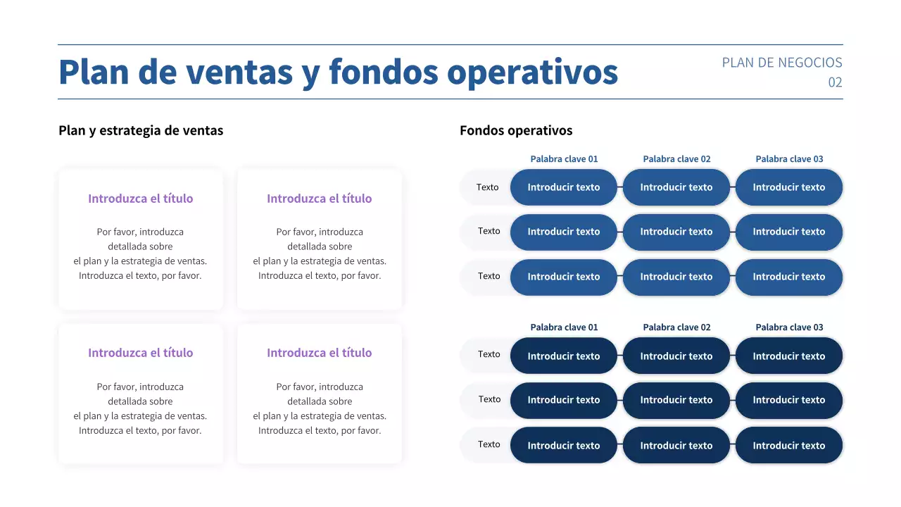 Presentación de plan de negocio con un concepto de degradado púrpura y azul