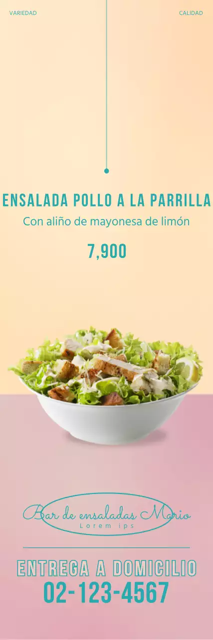 Cartel simple ensalada rosa