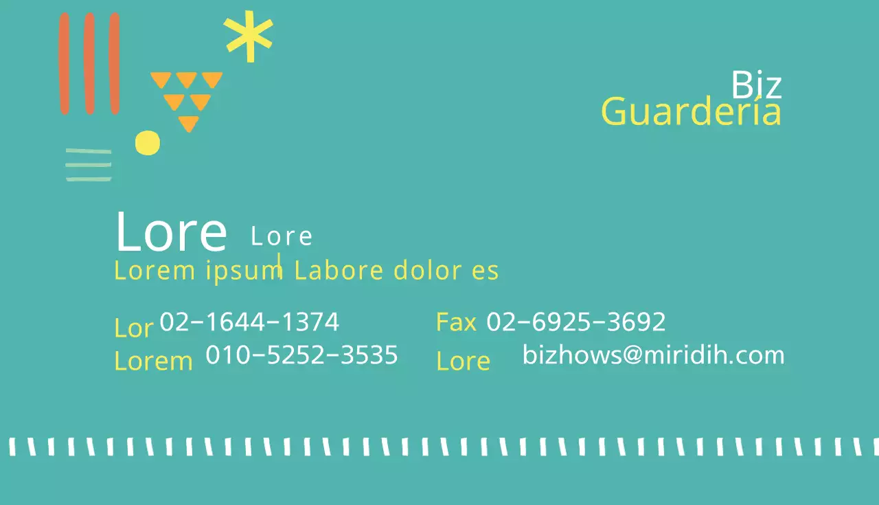 Tarjeta de visita de maestra de guardería con cuentas