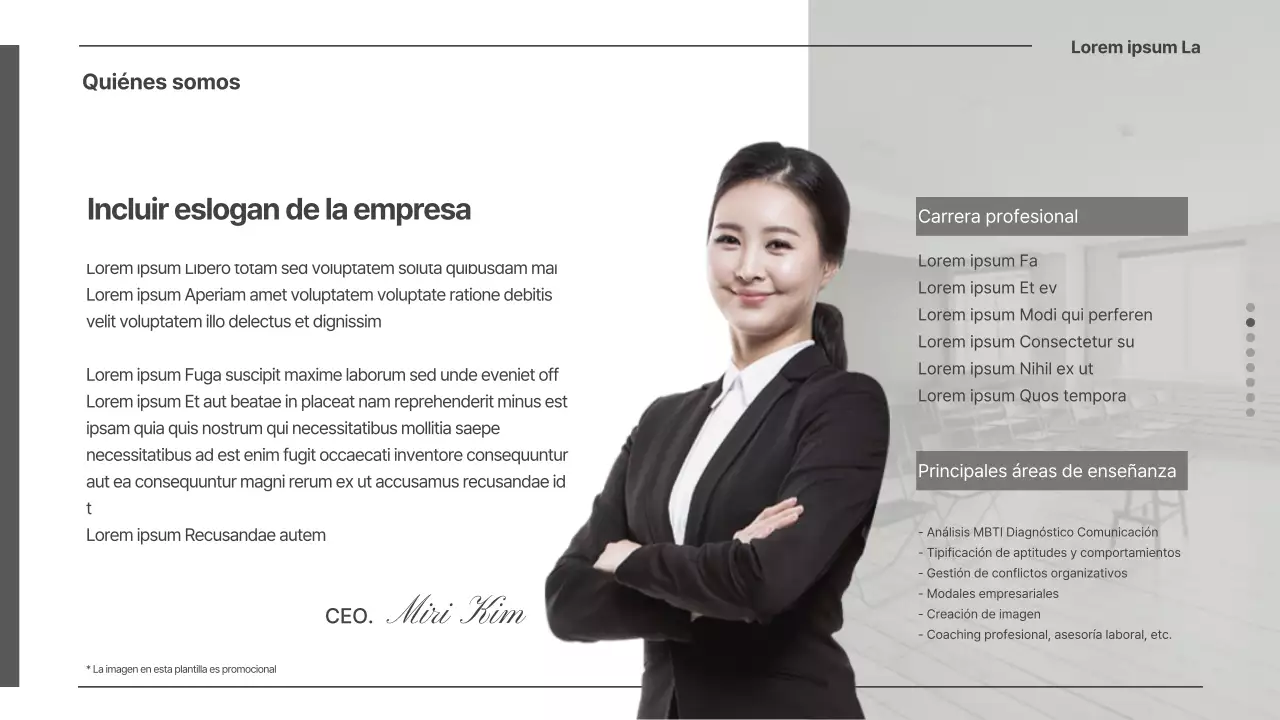 Propuesta de lección MBTI corporativa en beige claro y verde