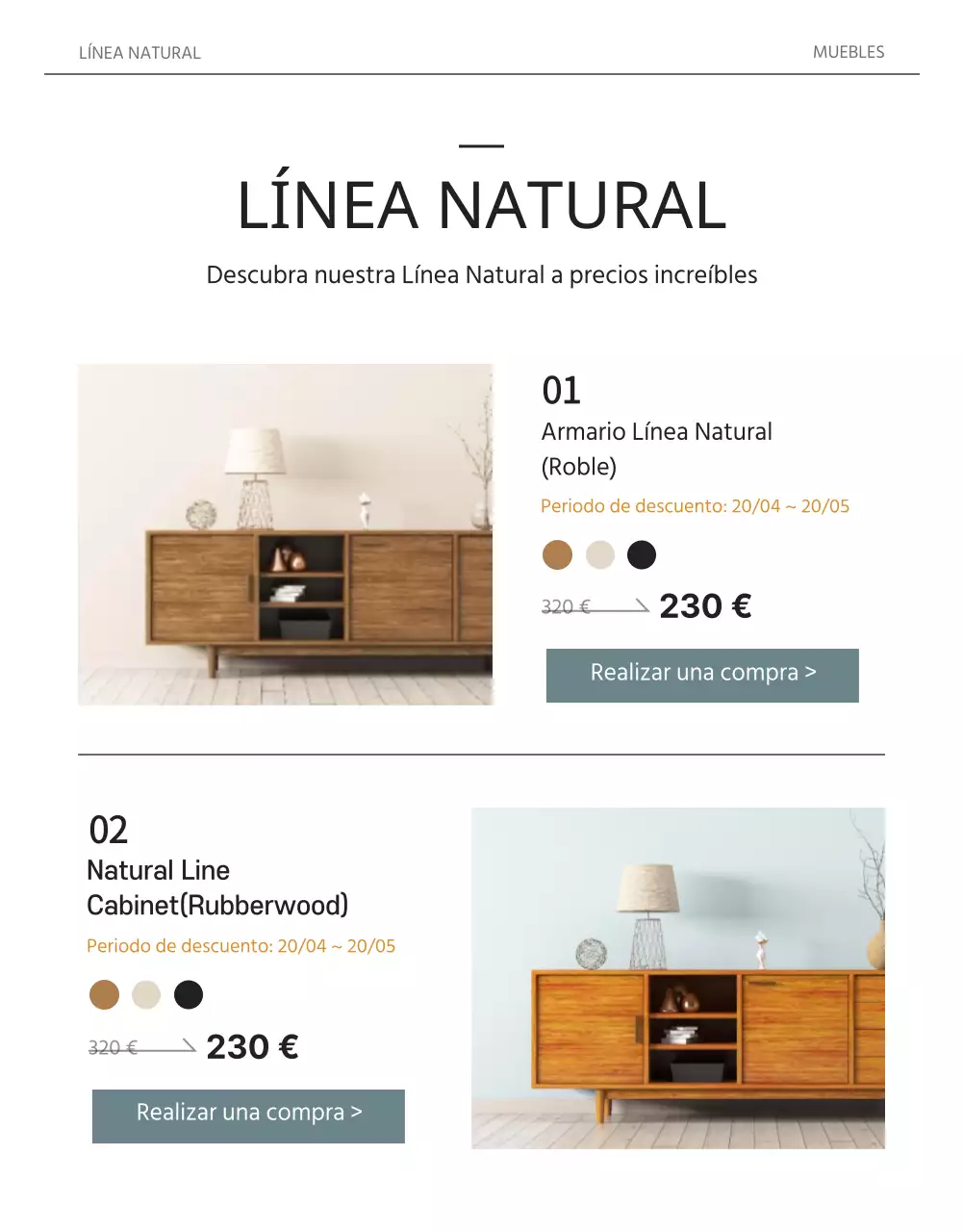 Concepto de revista en blanco y azul claro para promocionar los muebles de madera maciza