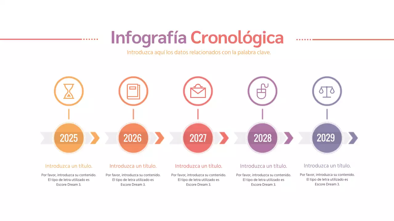 Gradient timeline 5 steps infographic Business company history