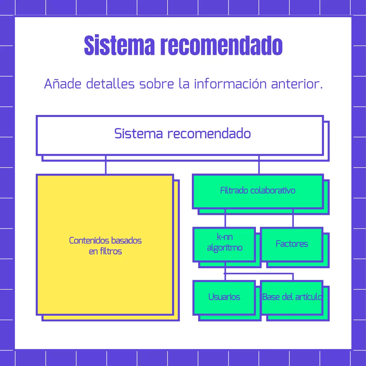 Algoritmo de información de formas azules y de colores