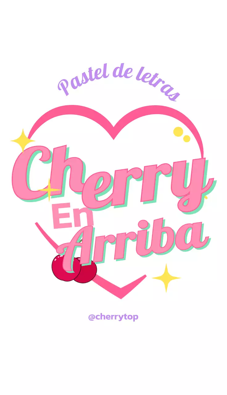 Tienda de golosinas para adolescentes con ilustraciones de corazones y cerezas en morado y rosa