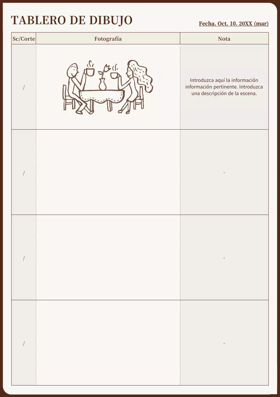 Tablero de dibujo de concepto limpio en amarillo y marrón