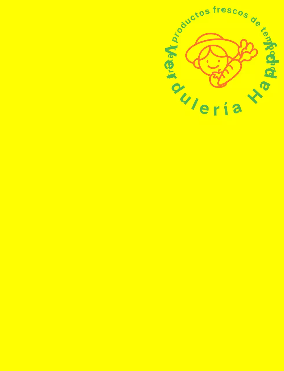 Tienda de verduras chaleco con la ilustración de línea simple en amarillo verde y naranja