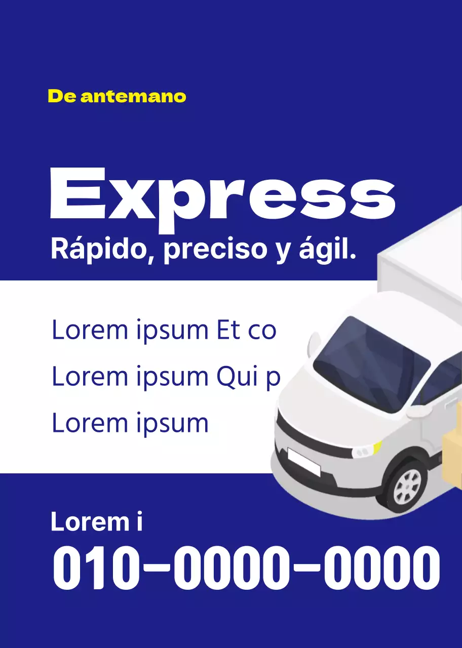 Ilustración de camión azul para promocionar una empresa de mudanzas