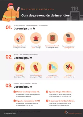 Cartel de seguridad contra incendios en negro y rojo