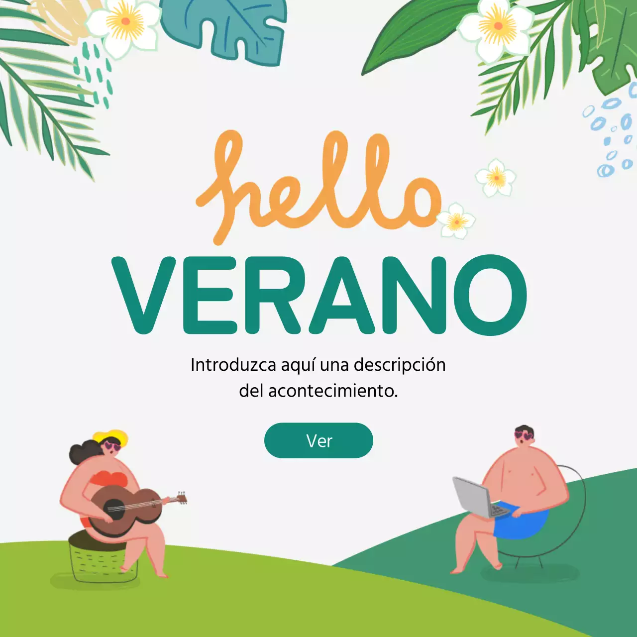 verde lindo ilustración instagram hashtag comentario verano evento