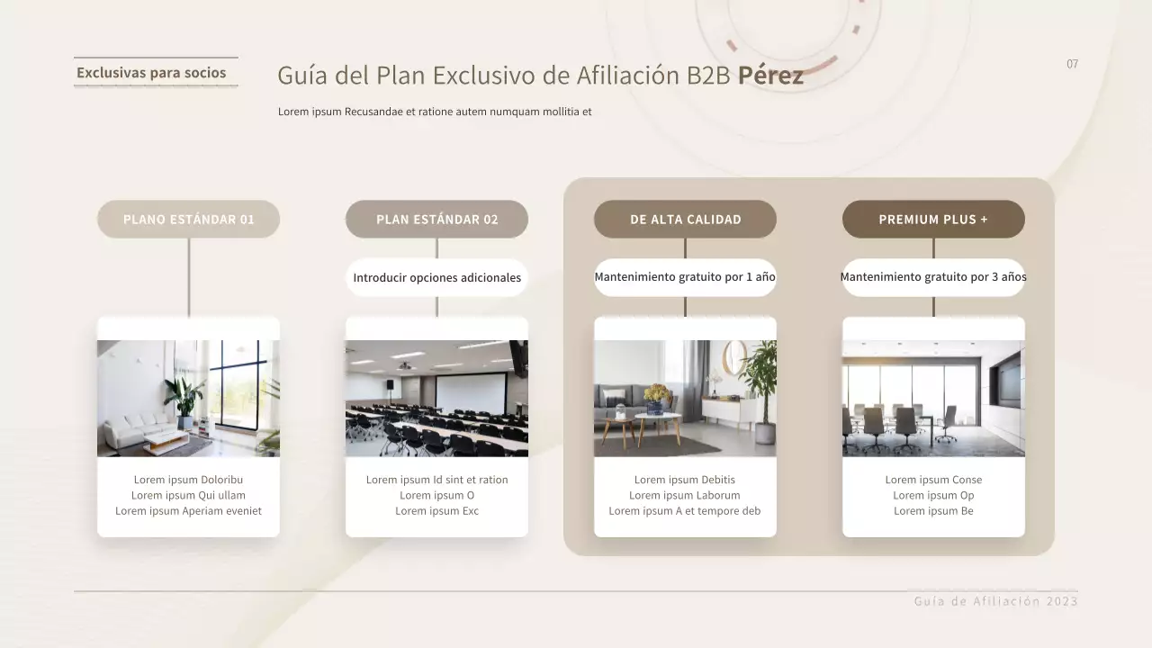 Presentación de la propuesta de servicio de afiliación de mobiliario corporativo de Braunton