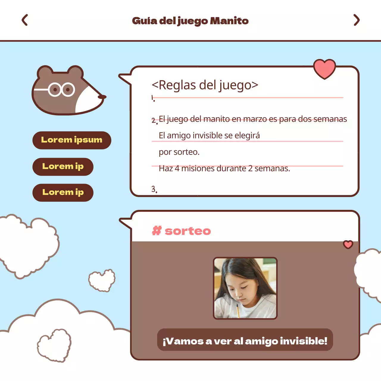 Proyecto de primera toma de contacto con un concepto de mensajero pastel