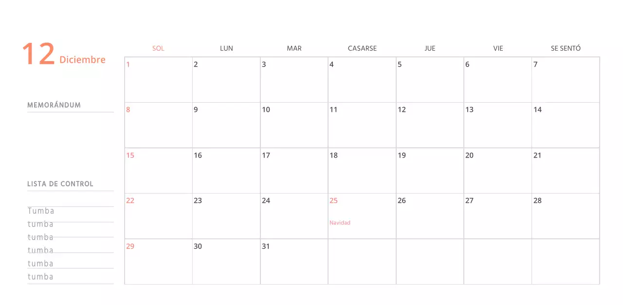 Bonito calendario de sobremesa ilustrado de temática familiar en color verde