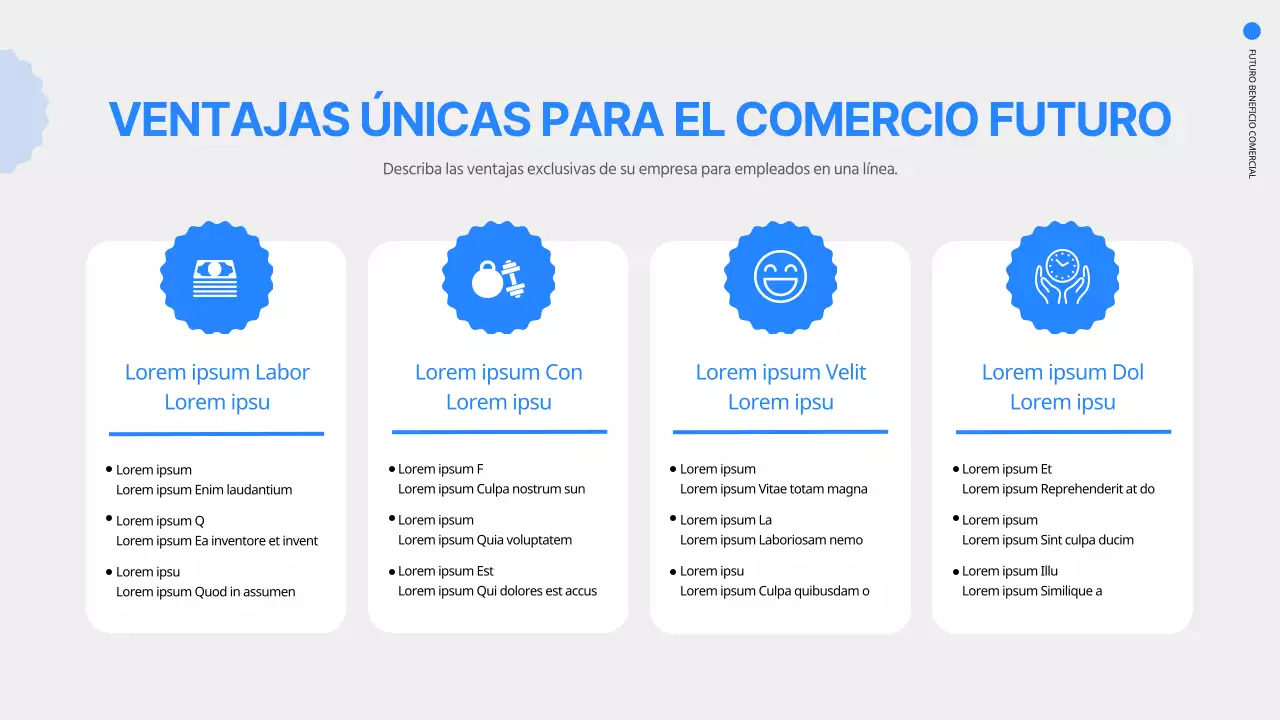 Presentación sencilla de una feria de empleo en línea en azul y blanco