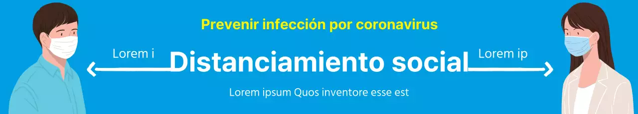 Guía ilustrada azul y amarilla de prevención de la corona