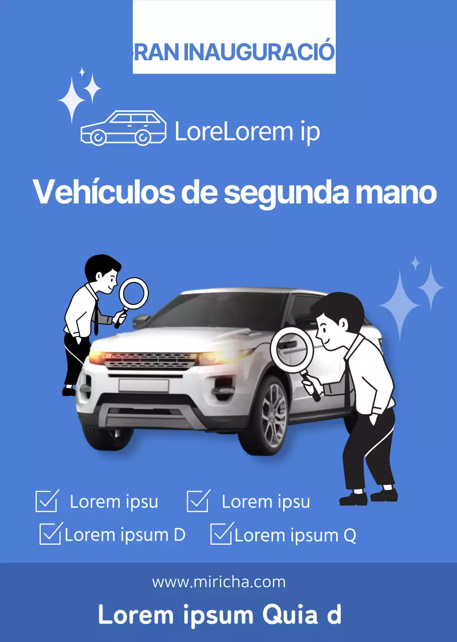 Foto azul limpia para promocionar la venta de coches usados