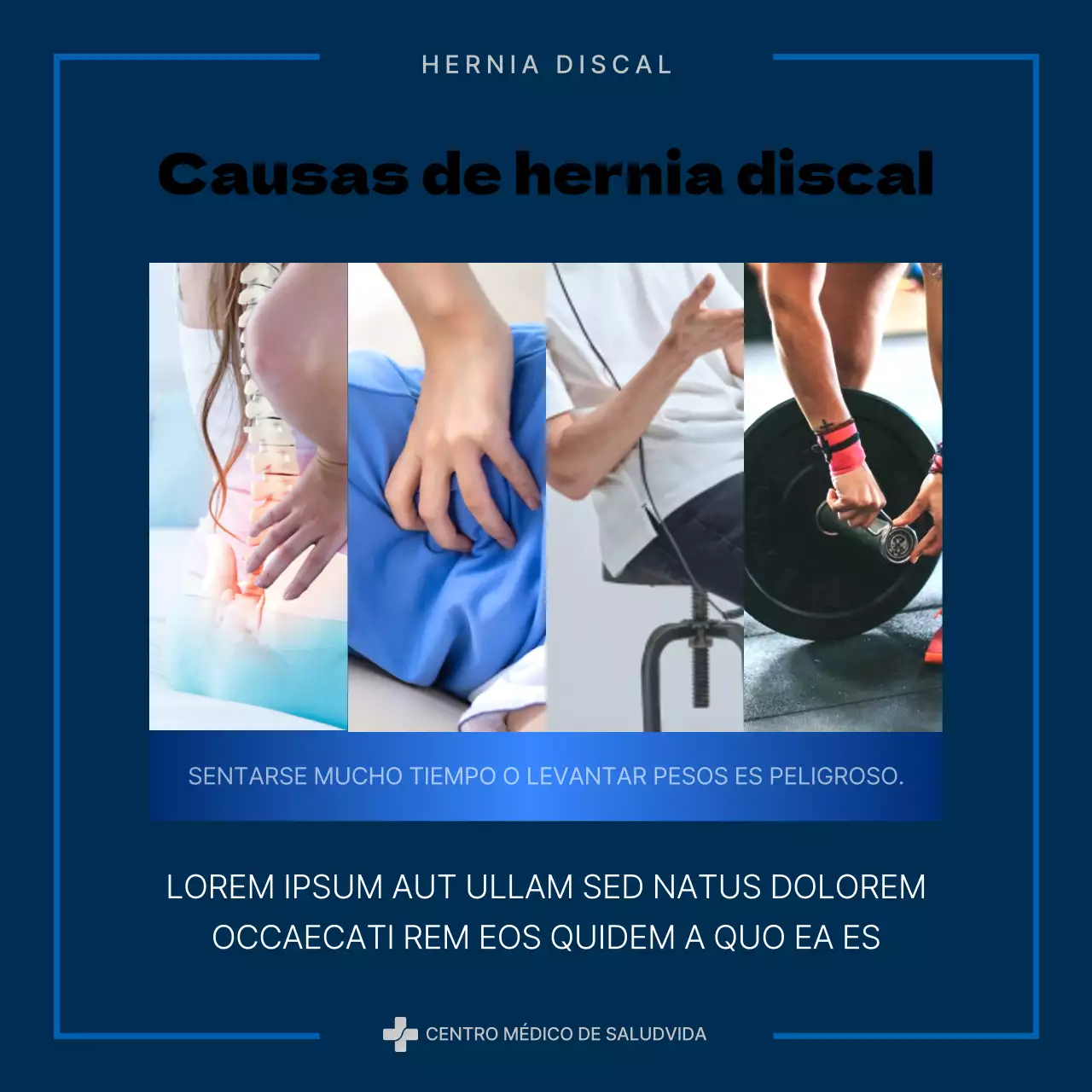 Sobre la hernia discal moderna azul y azul marino