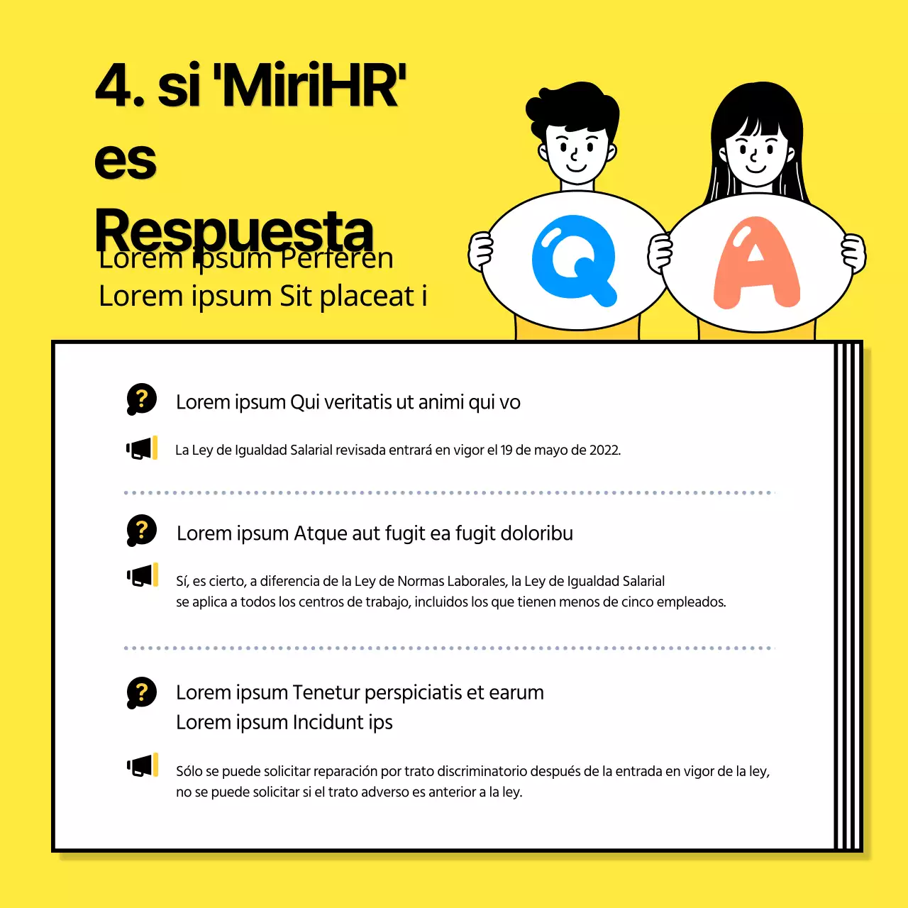 Ilustración amarilla Concepto Modificación de la Ley del Trabajo Guía de la Ley de Igualdad de Género