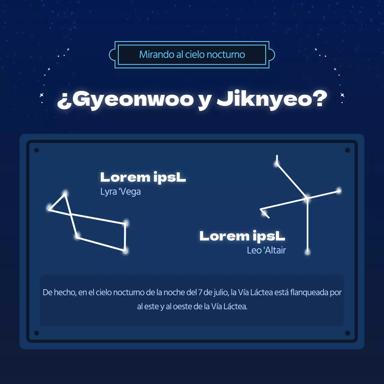 Un concepto de cielo estrellado azul marino y azul claro para el 7 de julio