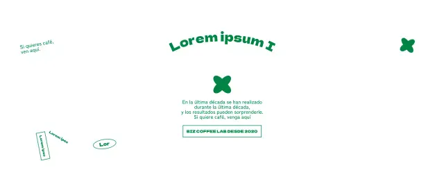 Promoción limpia y textual de una cafetería con bonitos gráficos verdes