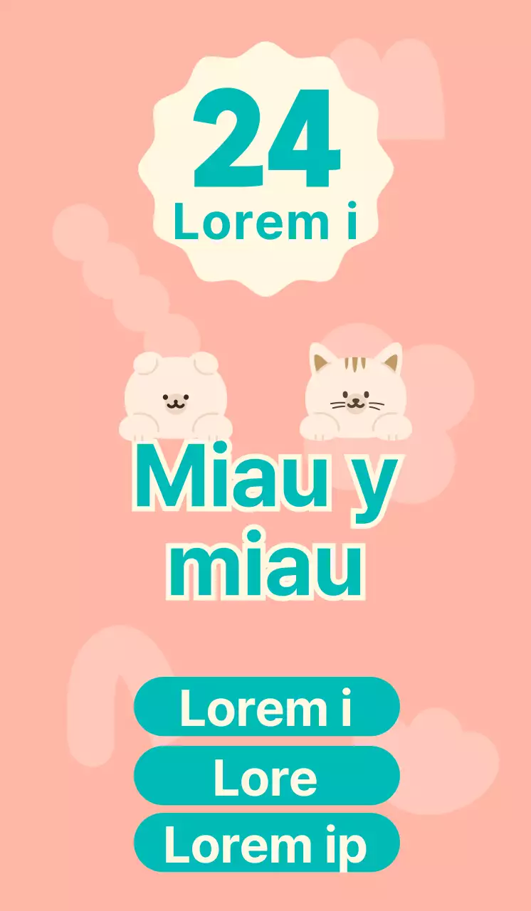 Una tienda de mascotas sin personal con simpáticas ilustraciones de perros y gatos en rosa y turquesa.