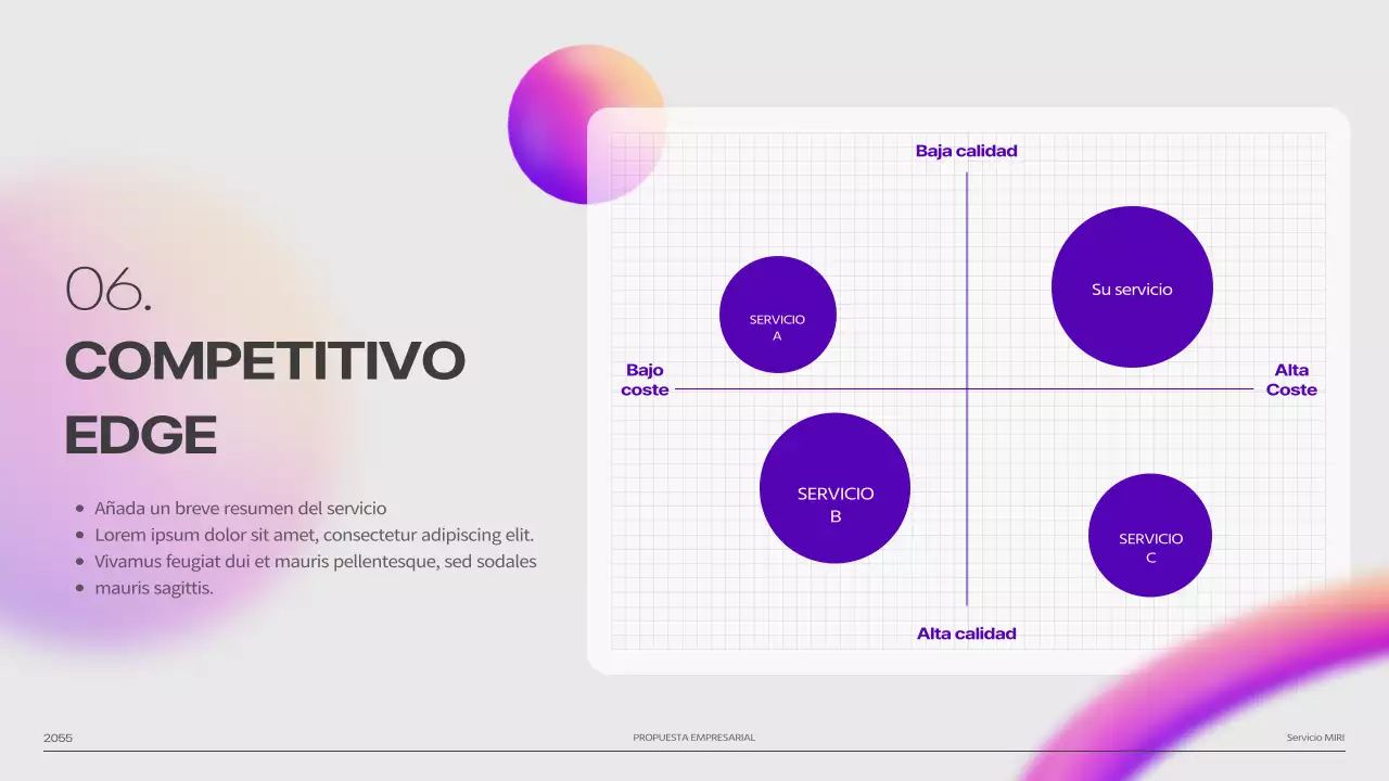 Pitch deck de imágenes en degradado de formas 3D de color púrpura