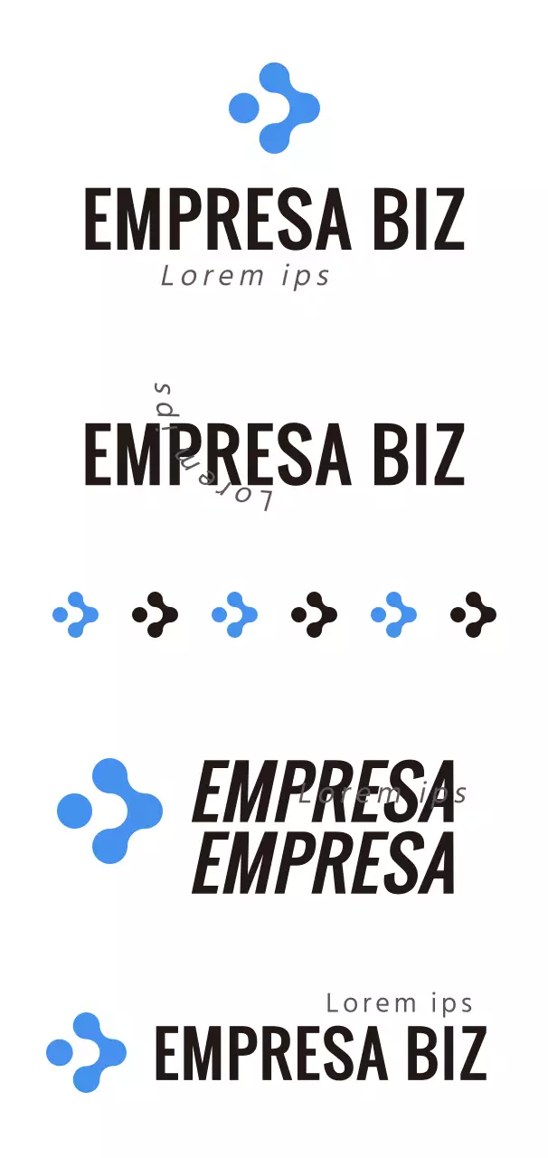 Estilo sencillo en negro y azul claro con el logotipo de la empresa