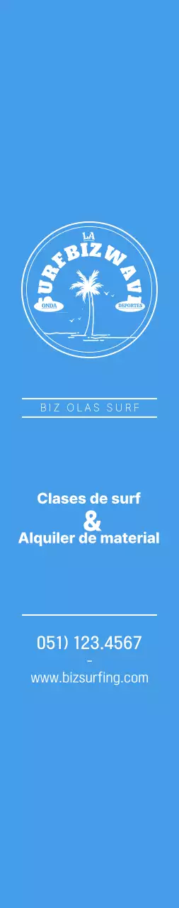 Un sencillo logotipo azul y amarillo con el emblema del surf para promocionar la tienda.