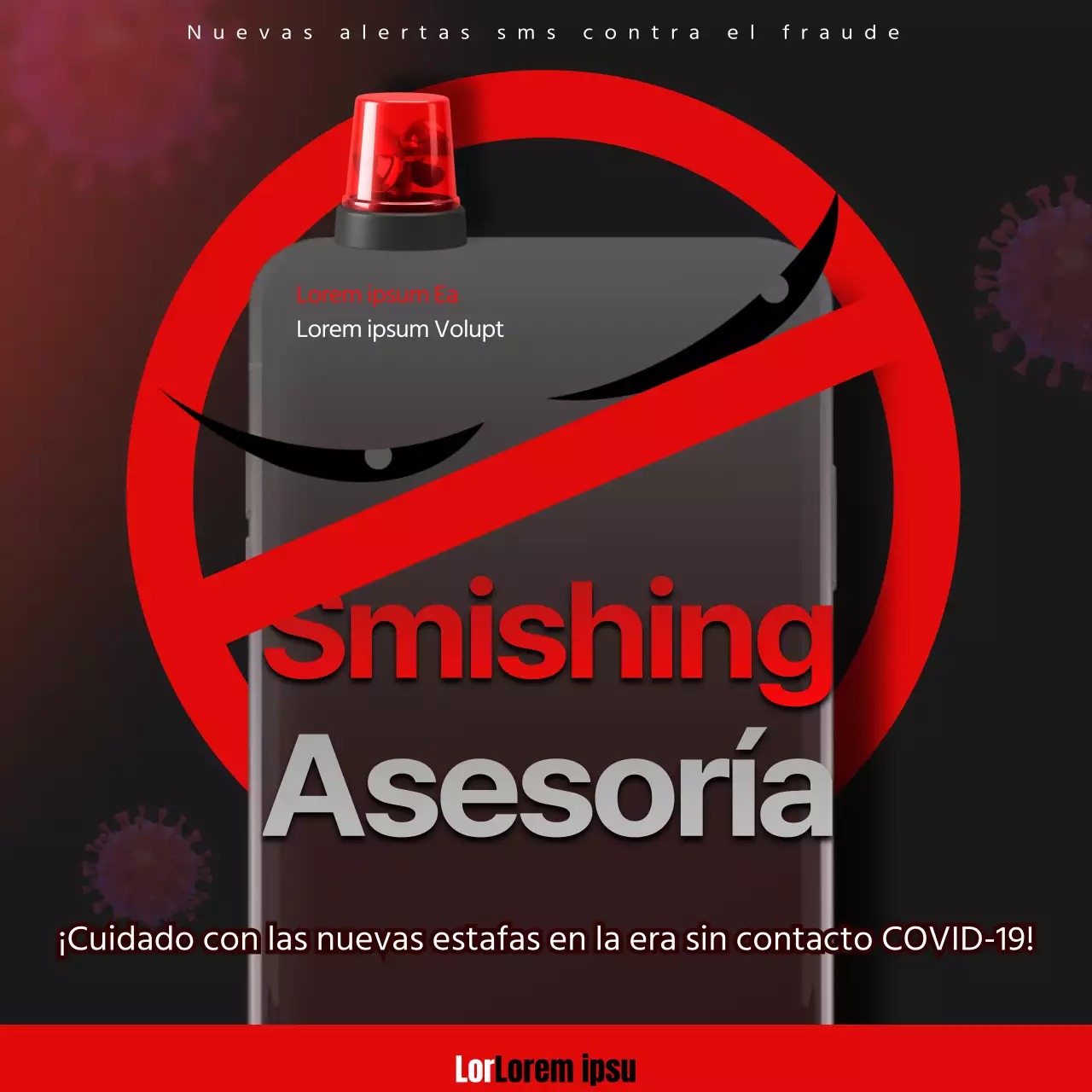 Alertas de smishing rojas y negras