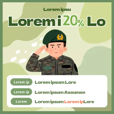 Soldado Verde Ilustración Día de las Fuerzas Armadas Venta Redes Sociales Instagram Feed