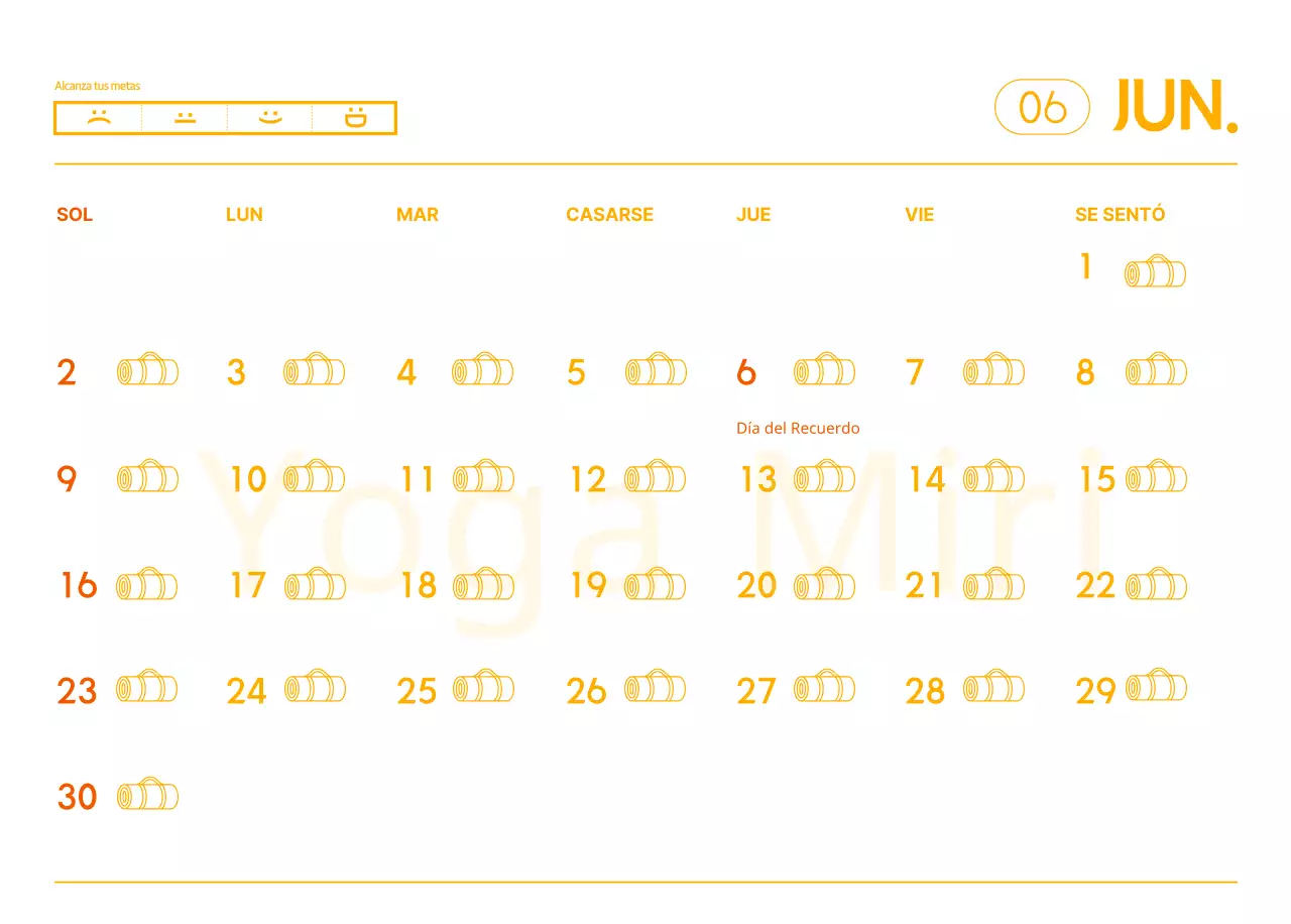 Calendarios naranjas para regalar cuando promocione su estudio de yoga