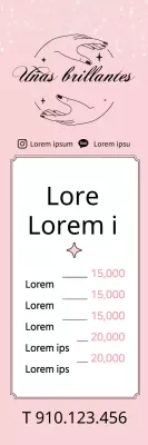 Menú de salón de manicura limpio con ilustraciones en rosa