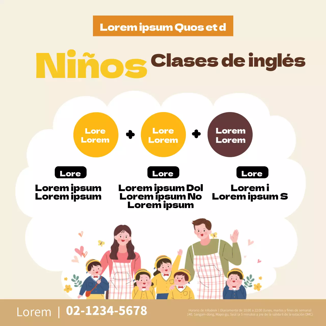 Ilustración amarilla pulcra promoción escolar inglesa