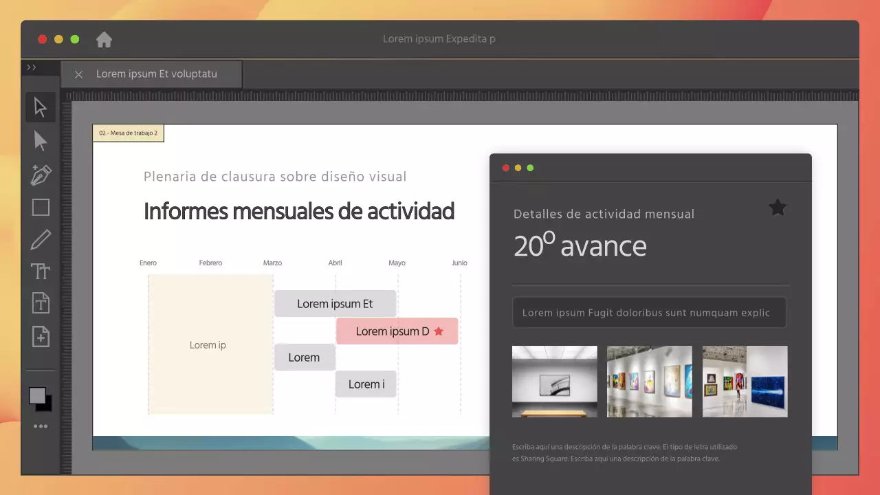 Concepto de programa en gris y rojo Pleno de clausura
