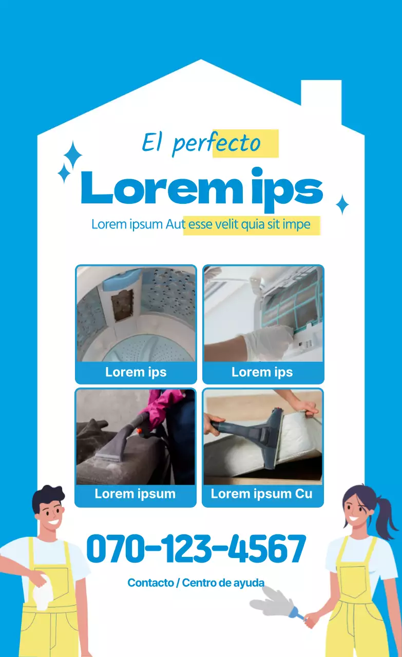 Promocione su servicio de limpieza a domicilio con una foto de ilustración azul