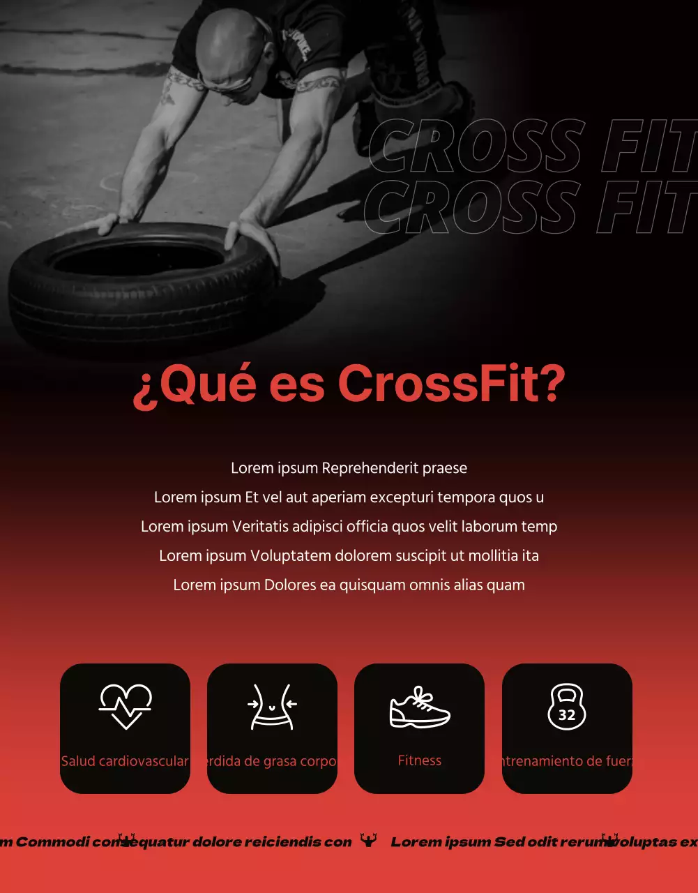 Promociona un evento de crossfit en el gimnasio de moda en naranja y negro