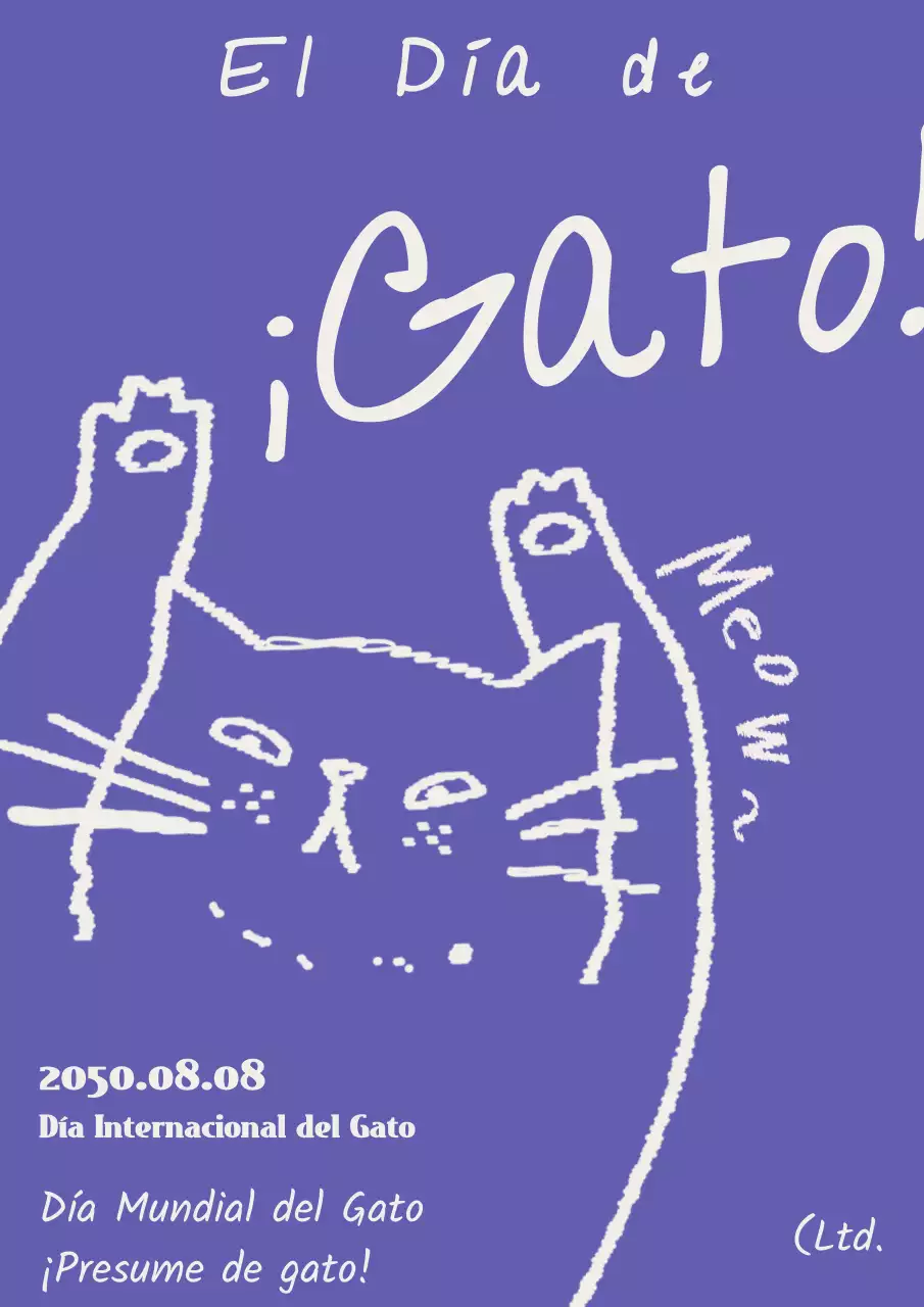 Cartel del Día del Gato Morado