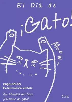 Cartel del Día del Gato Morado