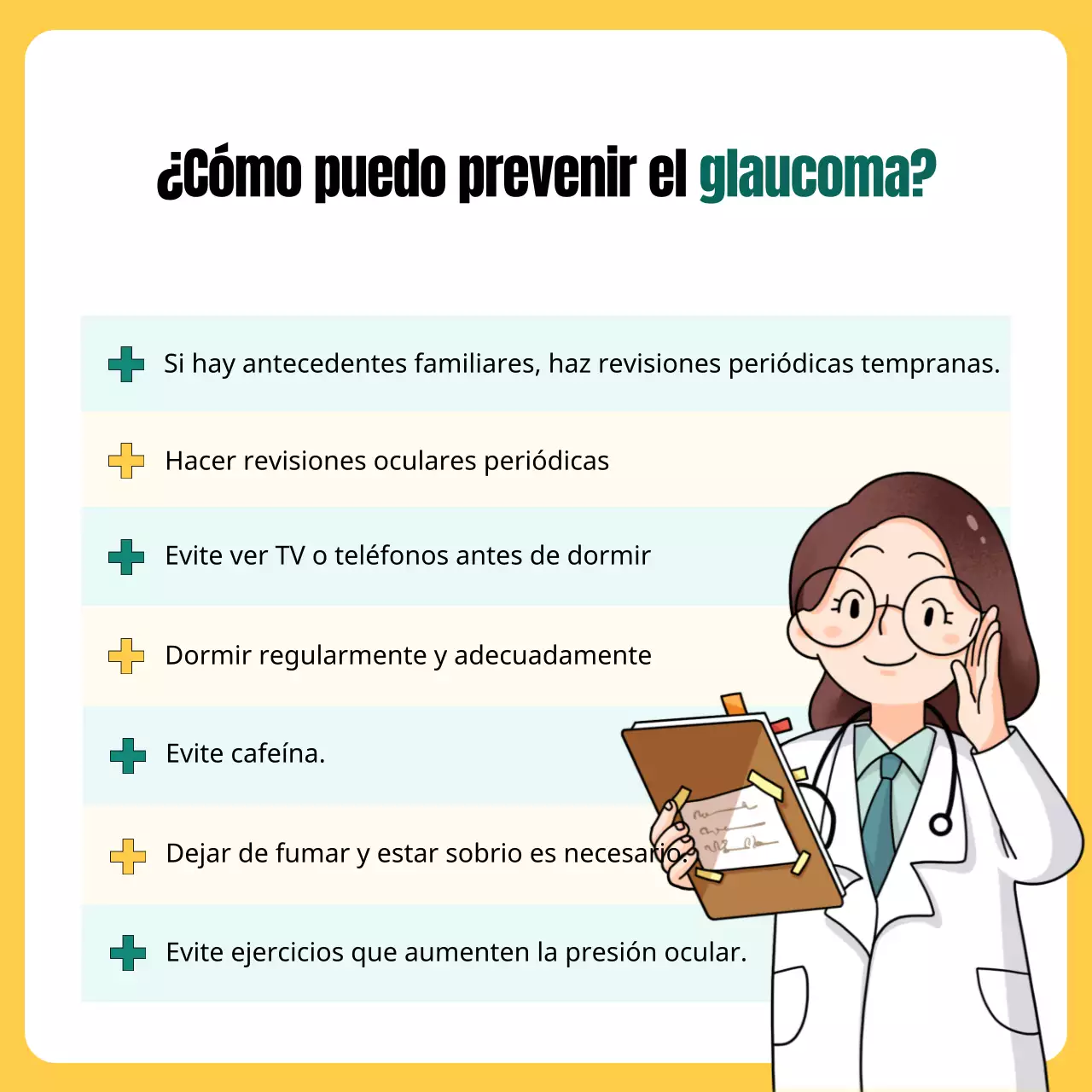 El glaucoma explicado en un concepto de ilustración amarillo y verde