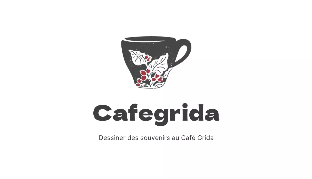 Carte de visite de café illustrée gris-rouge