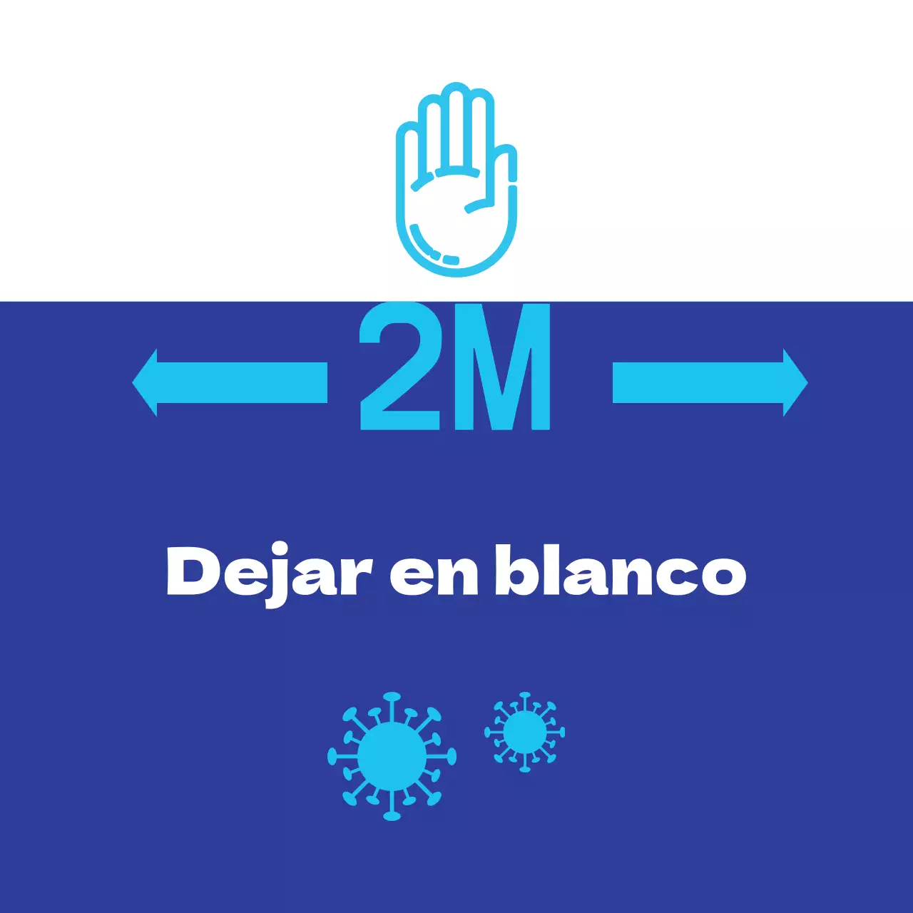 Letra azul resaltada Distanciamiento limpio de la corona