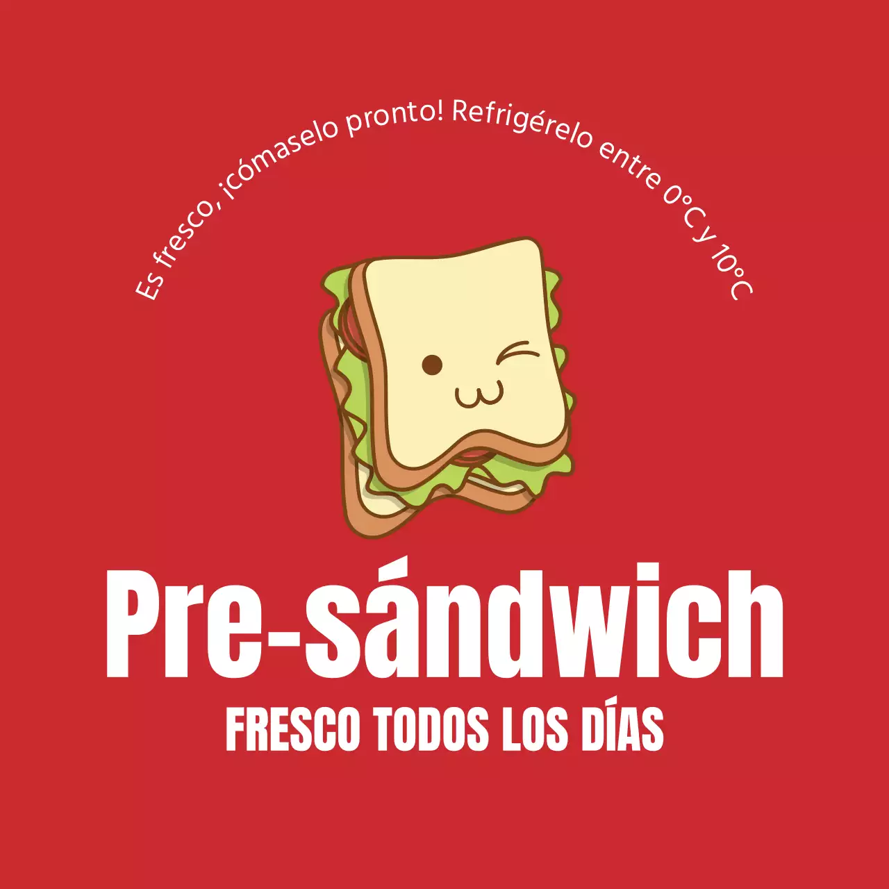 Etiqueta roja ilustrada para bocadillos